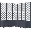 Image de vidaXL - Plantenbak - met - latwerk - 120x120x136 - cm - polypropeen - blauwgrijs