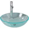 Image de vidaXL - Wastafel - met - kraan - en - pop-up - afvoer - gehard - glas - transparant