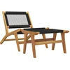 Image de vidaXL - Tuinstoel - met - voetensteun - massief - teakhout - en - polyester