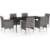 Image de vidaXL - 7-delige - Tuinset - met - kussens - grijs - en - zwart