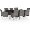 Image de vidaXL - 9-delige - Tuinset - met - kussens - grijs - en - zwart