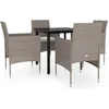 Image de vidaXL - 5-delige - Tuinset - met - kussens - beige - en - zwart