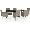 Image de vidaXL - 7-delige - Tuinset - met - kussens - beige - en - zwart