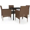 Image de vidaXL - 5-delige - Tuinset - met - kussens - bruin - en - zwart