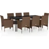Image de vidaXL - 9-delige - Tuinset - met - kussens - bruin - en - zwart