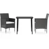 Image de vidaXL - 3-delige - Tuinset - met - kussens - zwart