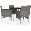 Image de vidaXL - 5-delige - Tuinset - met - kussens - grijs - en - zwart