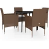 Image de vidaXL - 5-delige - Tuinset - met - kussens - bruin - en - zwart