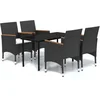 Image de vidaXL - 5-delige - Tuinset - met - kussens - zwart