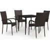 Image de vidaXL - 5-delige - Tuinset - bruin - en - zwart