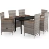 Image de vidaXL - 7-delige - Tuinset - met - kussens - grijs