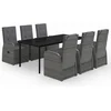 Image de vidaXL - 7-delige - Tuinset - met - kussens - grijs