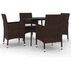 Image de vidaXL - 5-delige - Tuinset - met - kussens - poly - rattan - en - glas