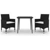 Image de vidaXL - 3-delige - Tuinset - met - kussens - poly - rattan - en - glas