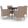 Image de vidaXL - 5-delige - Tuinset - met - kussens - poly - rattan - en - glas