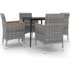 Image de vidaXL - 5-delige - Tuinset - met - kussens - poly - rattan - en - glas