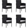 Image de vidaXL - Tuinstoelen - 4 - st - met - crèmewitte - kussens - poly - rattan - zwart