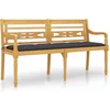 Image de vidaXL - Bankje - Batavia - met - antracietkleurig - kussen - 150 - cm - teakhout