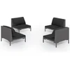 Image de vidaXL - 4-delige - Loungeset - met - kussens - poly - rattan - donkergrijs