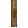 Image de vidaXL - Badkamerkast - 30x30x183,5 - cm - bewerkt - hout - gerookt - eikenkleurig