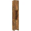 Image de vidaXL - Badkamerkast - 30x30x183,5 - cm - bewerkt - hout - gerookt - eikenkleurig