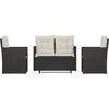 Image de vidaXL - 4-delige - Loungeset - met - kussens - poly - rattan - zwart