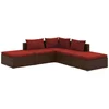 Image de vidaXL - 5-delige - Loungeset - met - kussens - poly - rattan - bruin