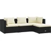 Image de vidaXL - 4-delige - Loungeset - met - kussens - poly - rattan - zwart