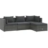 Image de vidaXL - 4-delige - Loungeset - met - kussens - poly - rattan - grijs