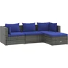 Image de vidaXL - 4-delige - Loungeset - met - kussens - poly - rattan - grijs