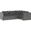 Image de vidaXL - 4-delige - Loungeset - met - kussens - poly - rattan - grijs