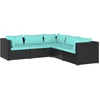 Image de vidaXL - 5-delige - Loungeset - met - kussens - poly - rattan - zwart