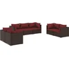 Image de vidaXL - 7-delige - Loungeset - met - kussens - poly - rattan - bruin