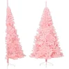 Image de vidaXL - Kunstkerstboom - met - standaard - half - 240 - cm - PVC - roze