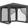 Image de vidaXL - Partytent - met - 4 - mesh - zijwanden - 2,5x2,5 - m - HDPE - antracietkleurig