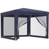 Image de vidaXL - Partytent - met - 4 - mesh - zijwanden - 3x3 - m - HDPE - blauw