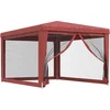 Image de vidaXL - Partytent - met - 4 - mesh - zijwanden - 3x4 - m - HDPE - rood