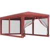 Image de vidaXL - Partytent - met - 6 - mesh - zijwanden - 3x6 - m - HDPE - rood