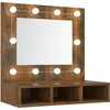 Image de vidaXL - Spiegelkast - met - LED-verlichting - 60x31,5x62 - cm - gerookt - eiken
