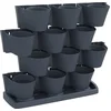 Image de vidaXL - 12-delige - Plantenbakkenset - verticaal - polypropeen - antracietkleur
