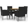 Image de vidaXL - 5-delige - Tuinset - poly - rattan - zwart