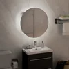 Image de vidaXL - Badkamerkast - met - ronde - spiegel - en - LED - 40x40x17,5 - cm - wit