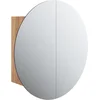 Image de vidaXL - Badkamerkast - met - ronde - spiegel - en - LED - 47x47x17,5 - cm - eiken