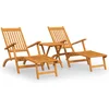 Image de vidaXL - Terrasstoelen - met - voetensteun - en - tafel - massief - acaciahout