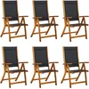 Image de vidaXL - Tuinstoelen - inklapbaar - 6 - st - massief - acaciahout - en - textileen