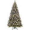 Image de Black Box Trees Pittsfield Kunstkerstboom met Verlichting - Kerstversiering voor Binnen - Kunstboom met Dennenappels en Sneeuweffect - Scharnierconstructie - H185 x Ø102 cm - Groen Frosted