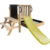 Image de AXI Leah Mini Speeltoren met Zandbak en Picknicktafel  Limoen groene Glijbaan   Met Krijtbord   FSC hout   Klein speeltoestel voor de tuin / buiten