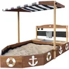 Image de AXI Dora Boot zandbak met speelkeuken en dak (UV50) 160 x 100 cm Antraciet/bruin   Met krijtbord en opbergruimte - Inclusief gronddoek - 10 jaar garantie!