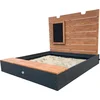 Image de AXI Mandy XL zandbak 130 x 120 cm met opbergruimte en deksel Antraciet/bruin   Met bankje en krijtbord - Inclusief gronddoek - 10 jaar garantie!