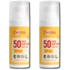 Image de Derma Sun - Gezichtszonnecrème SPF50 2 x 50 ml - Waterbestendige Gezichtszonnebrand - Met Hyaluronzuur en Vitamine E - Parfumvrij - UVA en UVB Bescherming - Hypoallergeen